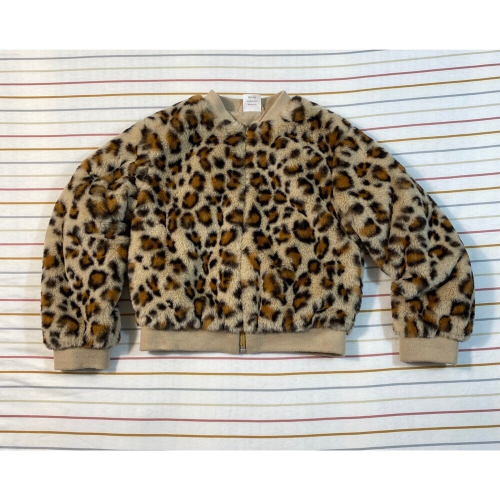 Wonder Nation Girls Faux Fur Leopard Print Jacket XS (4-5)